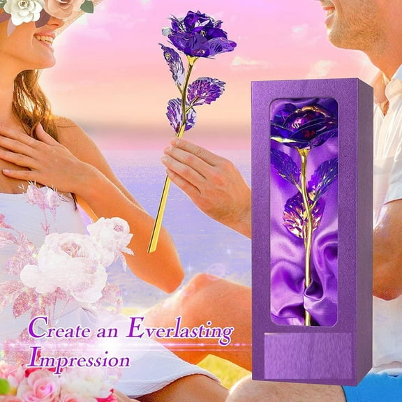 Desk Accessories Promotion Sale! Purple Rose Flower Gift for Mom Love Gifts for Mom From Daughter Son Artificial Flower with Gift Box for Thanksgiving Christmas Anniversary Birthday Wedding