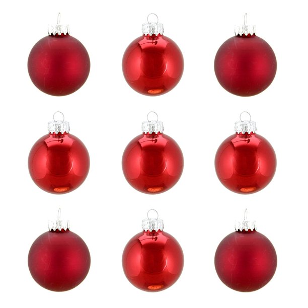 9ct Shiny and Matte Traditional Red Glass Ball Christmas Ornaments 2