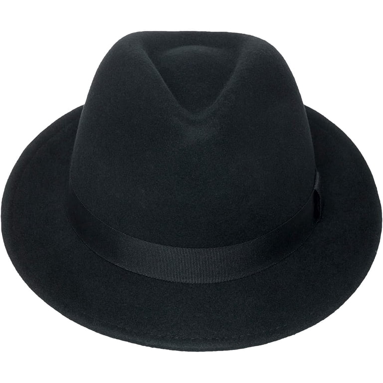Men?s Wool Fedora Hat | York Black Crushable Snap Brim Wool  display picture 3