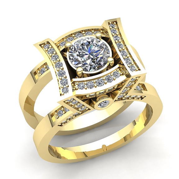 Real 2carat Round Cut Diamond Ladies Solitaire Engagement Anniversary Ring Jacket Solid 18K Rose, White or Yellow Gold G SI1