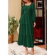 thumbnail image 5 of Vestido largo PRETTYGARDEN para mujer, manga larga, punto suizo, verde, 5 of 9