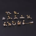 thumbnail image 2 of Pendiente de acero inoxidable de 16 g de grosor con forma de bola de tornillo y circonita, forma de flor y mariposa, para perforación en el hueso de la oreja, 2 of 5