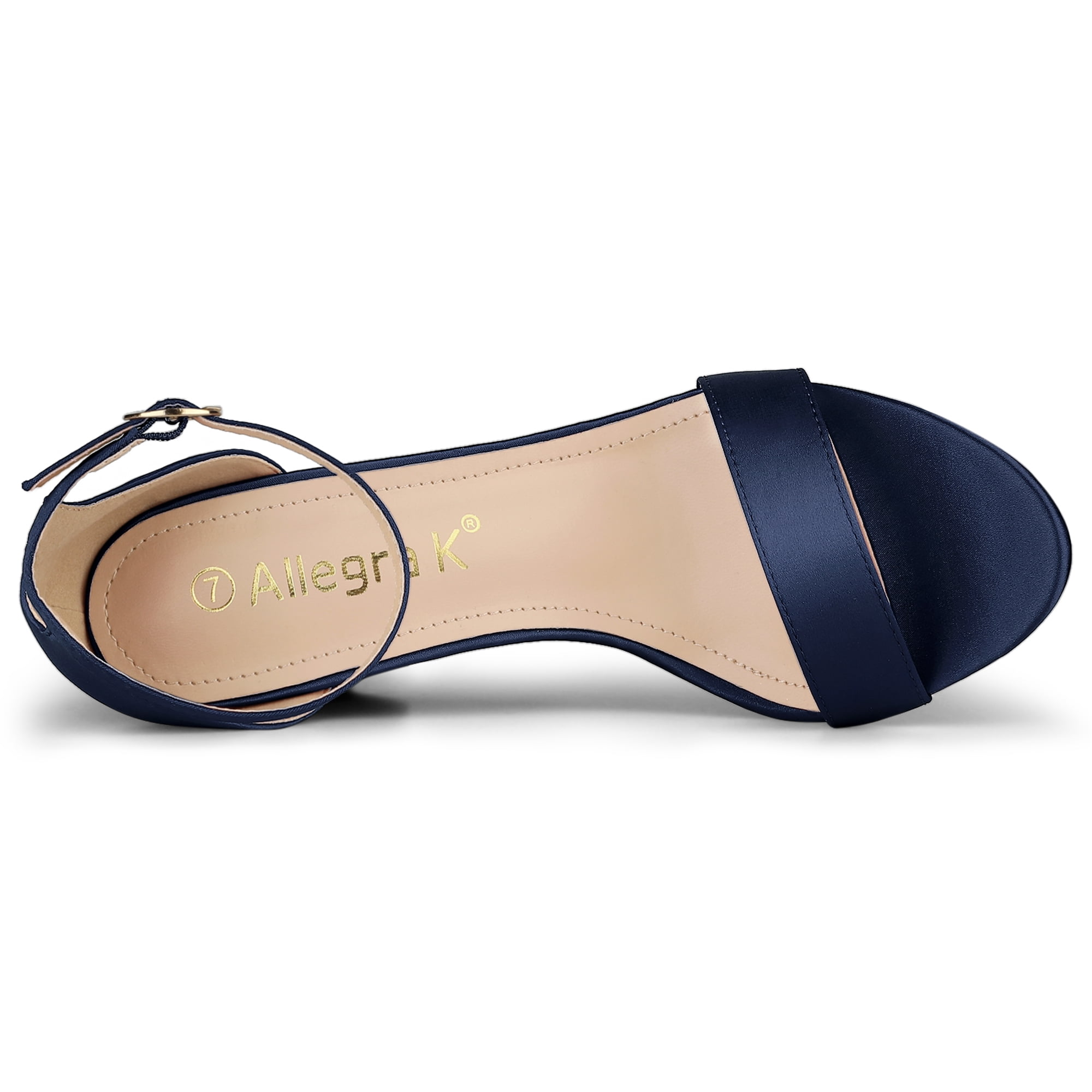 DARING DIVA Women's Satin Ankle Strap Chunky Heels Blue 7