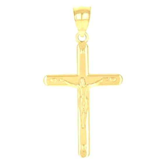 10k Yellow Gold Unisex Crucifix Cross Religious Charm Pendant Pendant Necklace for Men Women