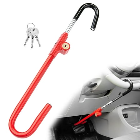 FATFOX Steering Wheel Brake Lock, Vehicle Anti-Theft Security Brake Pedal Lock with Adjustable Length, Fit for Distance from Steering Wheel to Pedal Within 21"-30"