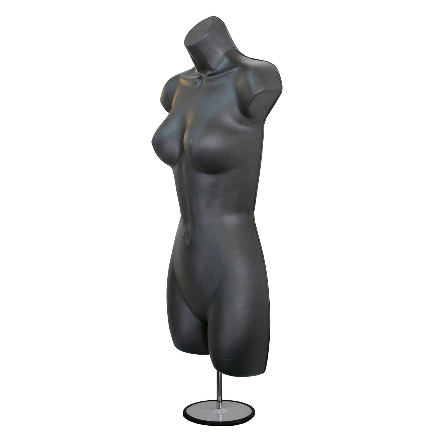 Black Female Mannequin Hip Long Hollow Back Body Torso Set w/Metal Stand with Metal Pole & Hanging Hook, S-M Size (5)