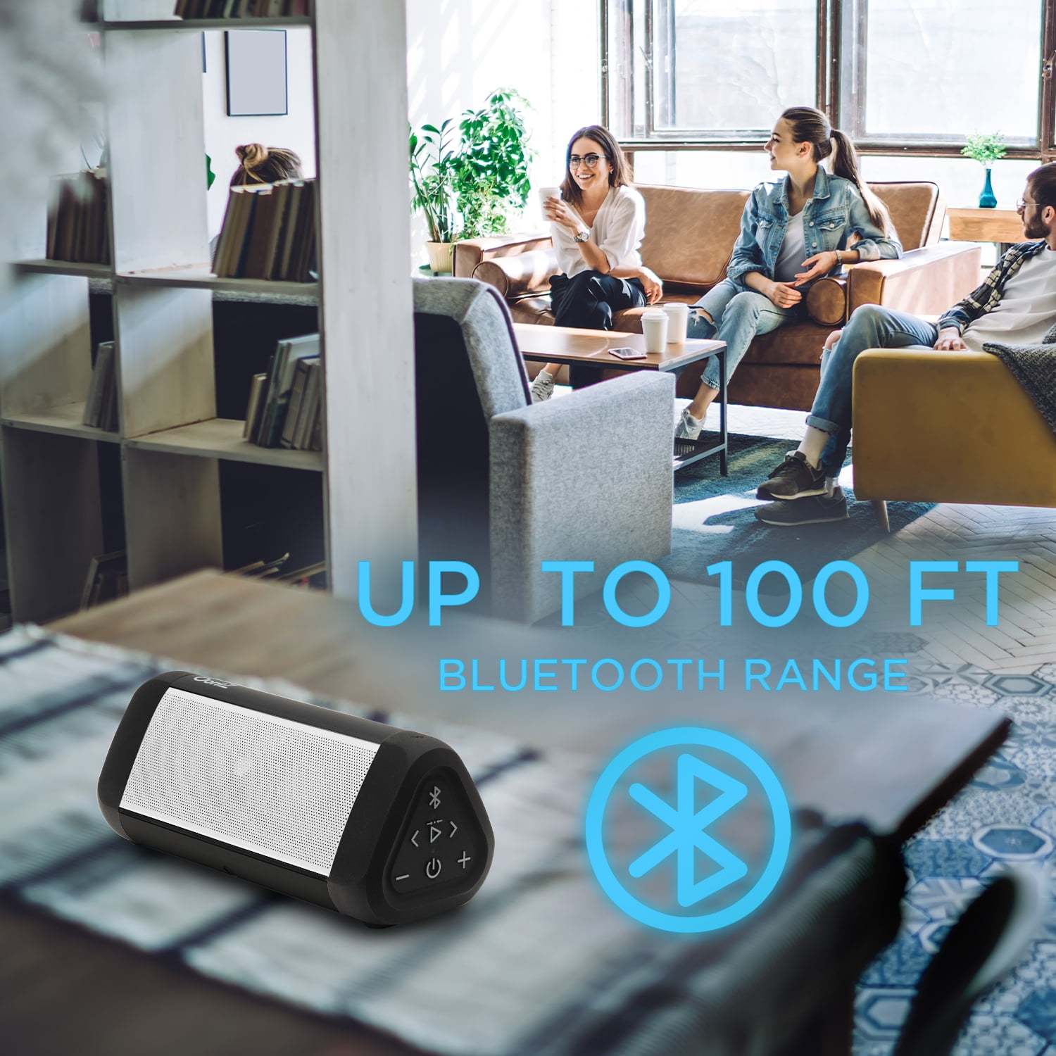 OontZ Ultra Waterproof Portable Bluetooth Speaker, White