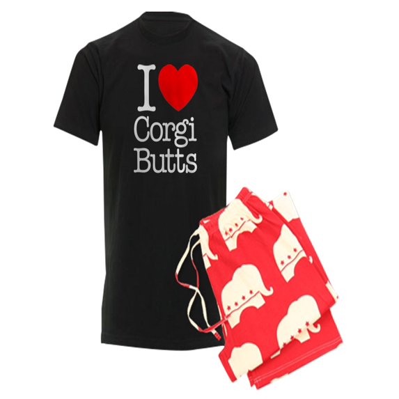 CafePress - I Heart Corgi Butts - Men's Dark Pajamas