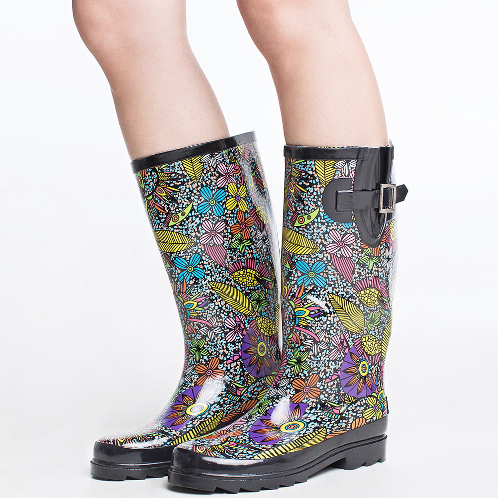 SheSole Ladies Women Tall Wellies Floral Rain Wellington Mud Garden Farm Boots 