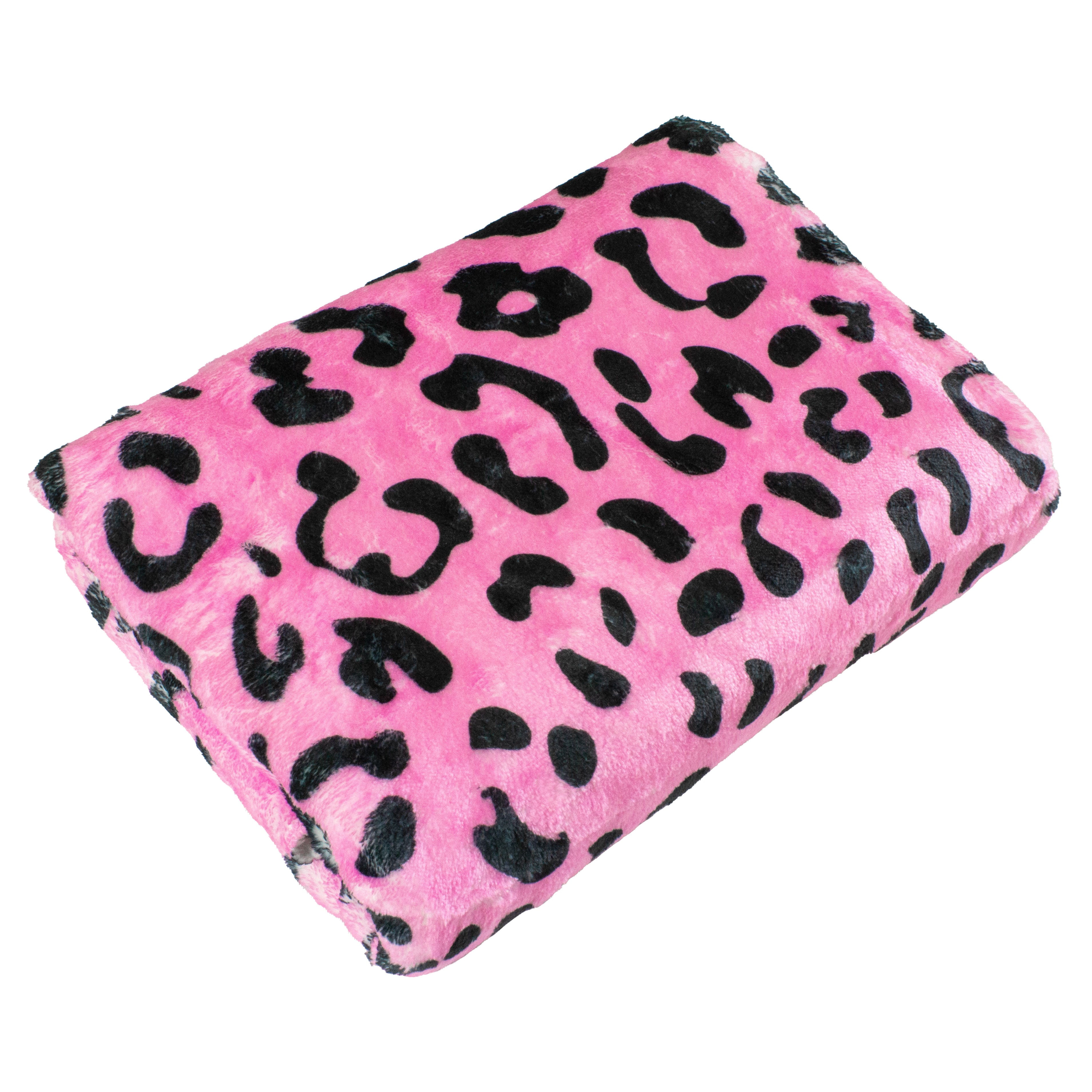 Everything Comfy Leopard Print Decorative Throw Blanket, 42" X 60", Pink