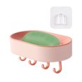 thumbnail image 1 of Caja de jabón colgante, estante de almacenamiento de jabón para baño sin perforaciones con ganchos, 1 of 7