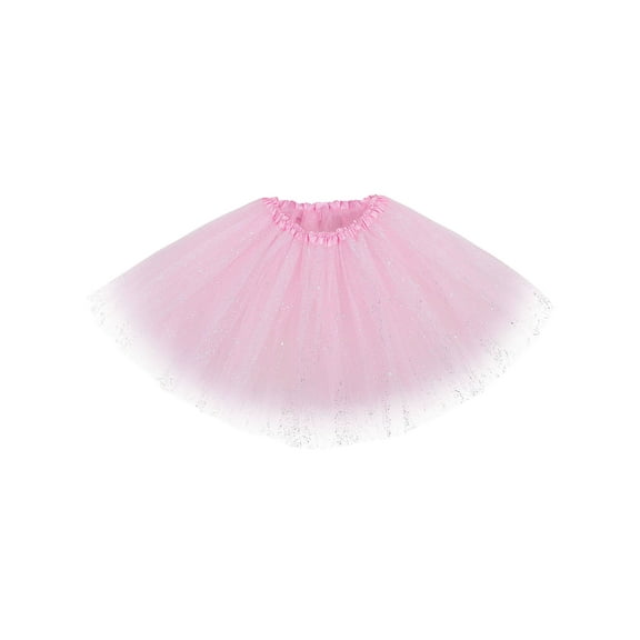 Women's Classic Elastic, 3-Layered Tulle Tutu Skirt,Light Pink Sequin