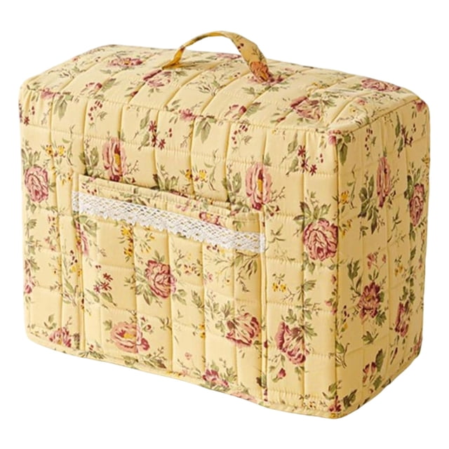 Floral Quilted Sewing Machine Cover with Storage Pocket and Protective Layer for Craft Room Organization