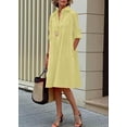 thumbnail image 2 of Chouyatou Women's Spring Summer Button-Down Shirt Dress Loose A-Line Midi Shift Tunic Dress, 2 of 3