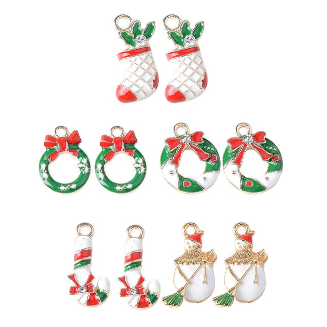 10 piezas surtidas de aleación de cristal esmaltado Navidad de Navidad colgante accesorios de fabricación para joyería DIY Gloria Colgante de joyería de moda