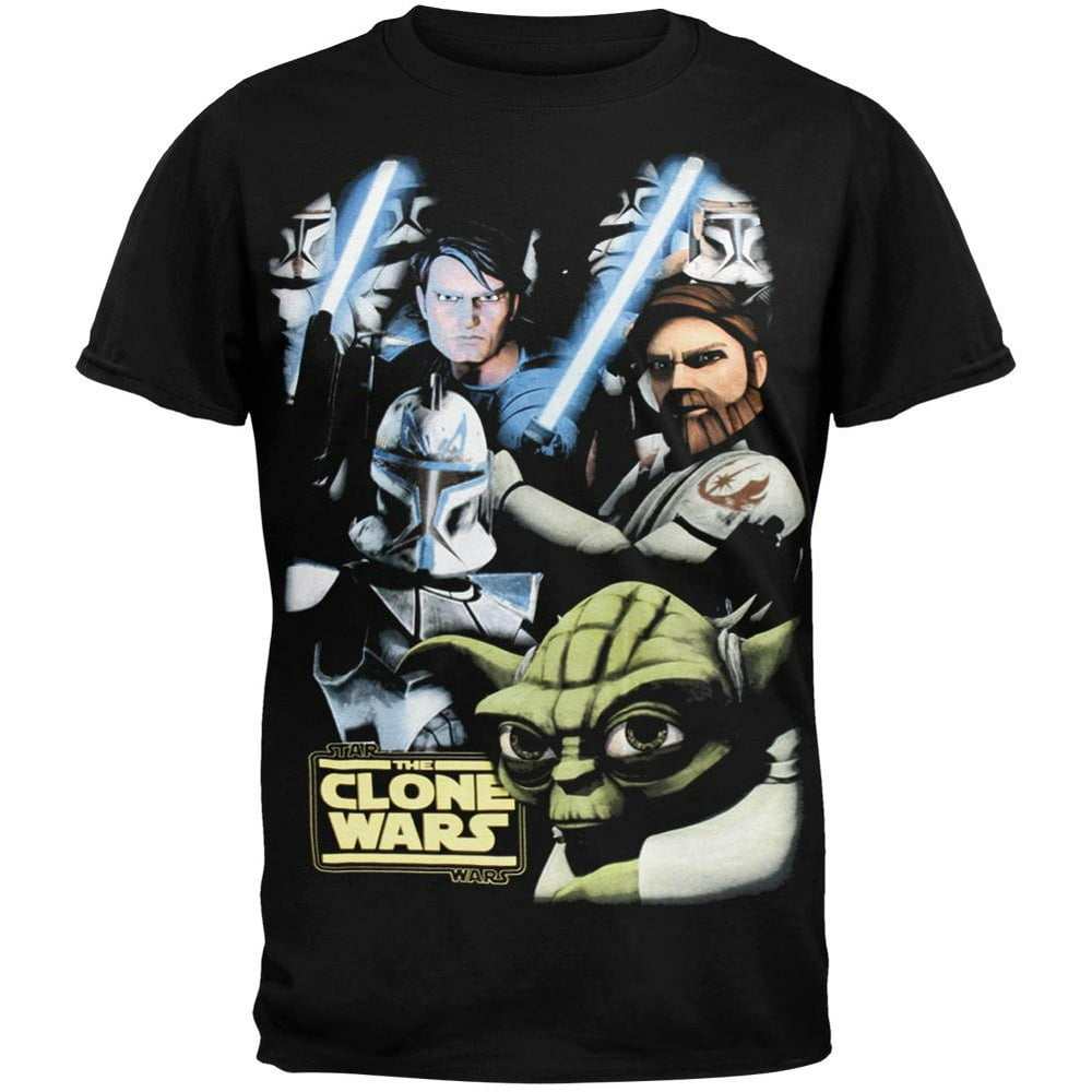Star Wars - Clone Wars Faces Youth T-Shirt - Walmart.com - Walmart.com