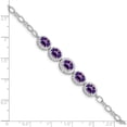 thumbnail image 3 of Sterling Silver Rhod-Plat Amethyst Bracelet (8 X 8.8) Made In Thailand qg5058-8, 3 of 5
