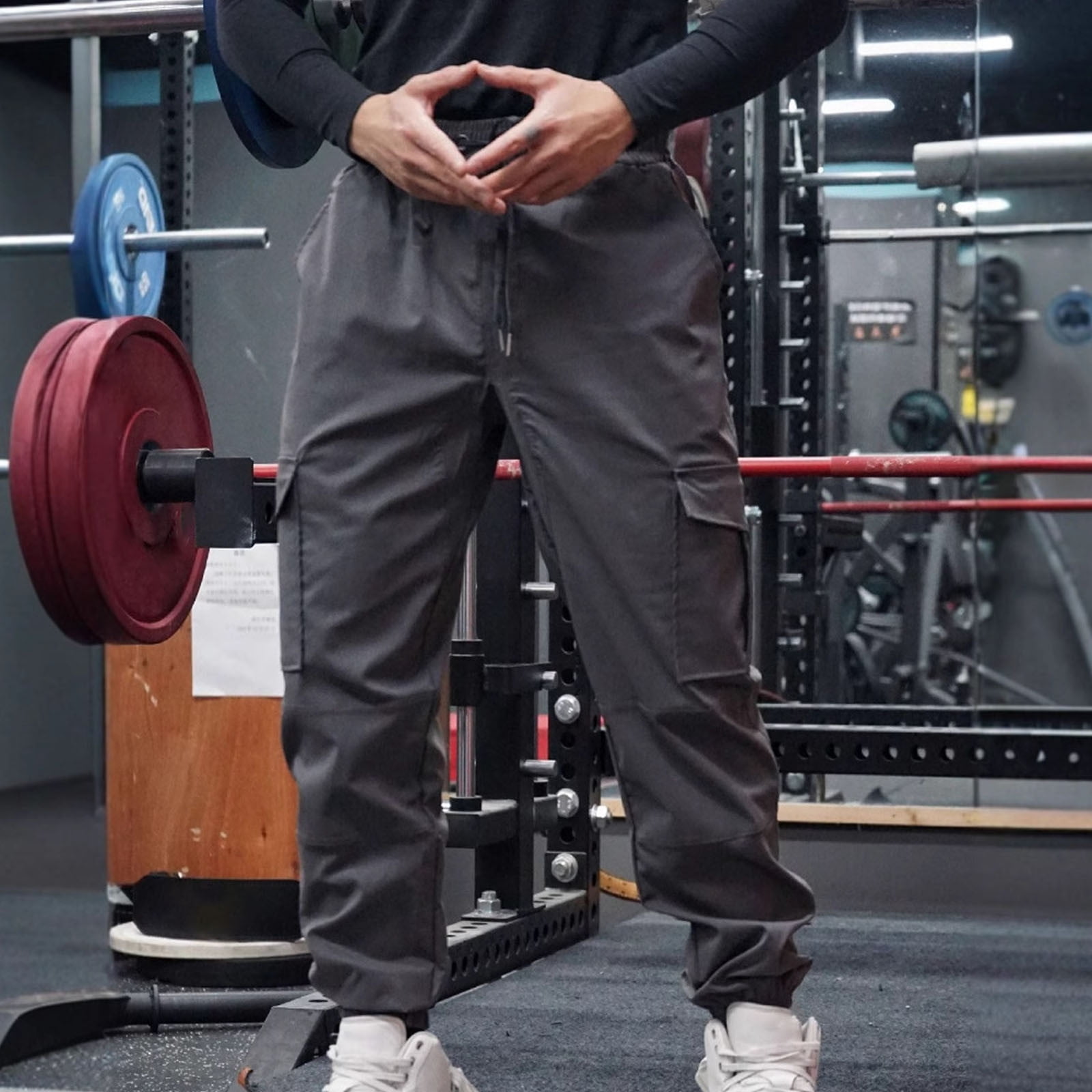 Red Sweats Men Draw String Cargo Pants For Men Men's Cotton Cargo