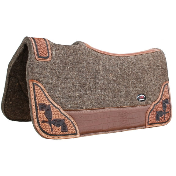 Horse 32" x 30" Western Contoured Wool Felt Therapeutic Saddle Pad Grey 39208GR