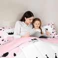 thumbnail image 5 of Erosebridal Cute Pink Bowknot Kids 7-Piece Bedding Comforter Set,Black Dreamy Princess Crown King Bedding Sets For Girls,Pink Reversible, 5 of 7