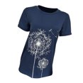 thumbnail image 4 of Camiseta de mujer con estampado floral, cuello redondo, manga corta, camiseta suelta, azul, XXL kenally  AP000466-18, 4 of 7