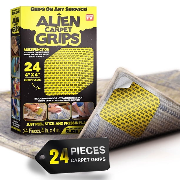 Fijadores para tapete Alien Grip, 24 piezas, 10 x 10 cm, antideslizantes