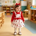 thumbnail image 6 of CAICJ98 Baby Girl Clothes Fall Winter Outfit Long Sleeve Ruffle Romper Plaid Skirt Bow Headband 3 Pcs Set (Red,12-18 Months), 6 of 6