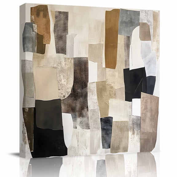 Wall Art Prints, Modern Black Brown Framed Canvas Prints for Bedroom Living Room Bathroom Office, Abstract Oil Painting Art Gallery Wrap Wall Art Poster for Gifts Home Decor 8"x8"