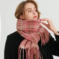 thumbnail image 2 of Manta de cachemira cálida para mujer, bufanda de viaje de invierno, pashmina a cuadros a la moda, chal grueso con borlas, poncho informal, bufanda nueva, 2 of 5