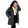 thumbnail image 2 of Long Hooded Winter Coat for Women Windproof Windbreaker Jacket Coat With Warm Faux Fur Trim Hood Women Ladies Parka Jackets Side Pockets Zip Up Peacoat Outwear,Plus Size M-2XL, 2 of 8