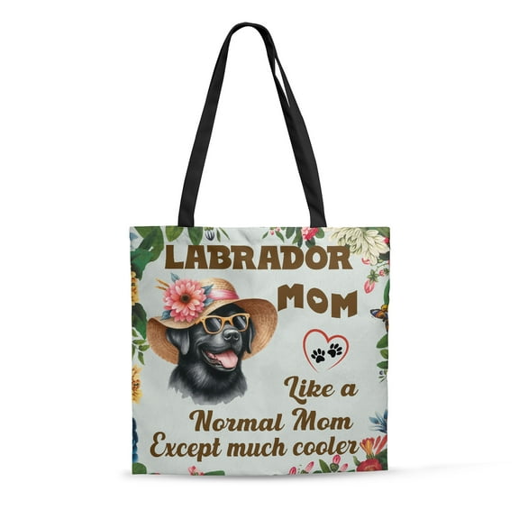 Labrador Retriever Mom Like a Normal Mom Except Much Cooler Happy Mother's Day All Over Print 3D Canvas Tote Bag Lab Dog Lover Gifts Reusable Handbag - 02004
