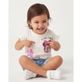 thumbnail image 3 of Disney Minnie Mouse Shirt for Toddler Girls with Lenticular Patch, Short Ruffle Sleeve Birthday Kids T-Shirt (Ivory, 3T), 3 of 4