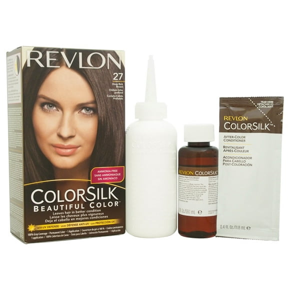 REVLON Colorsilk Belle Couleur Permanente Couleur de Cheveux avec la Technologie de Gel 3D & Kératine, 100% de Teinture de Cheveux de Couverture Grise, 27 Brun Riche Profond