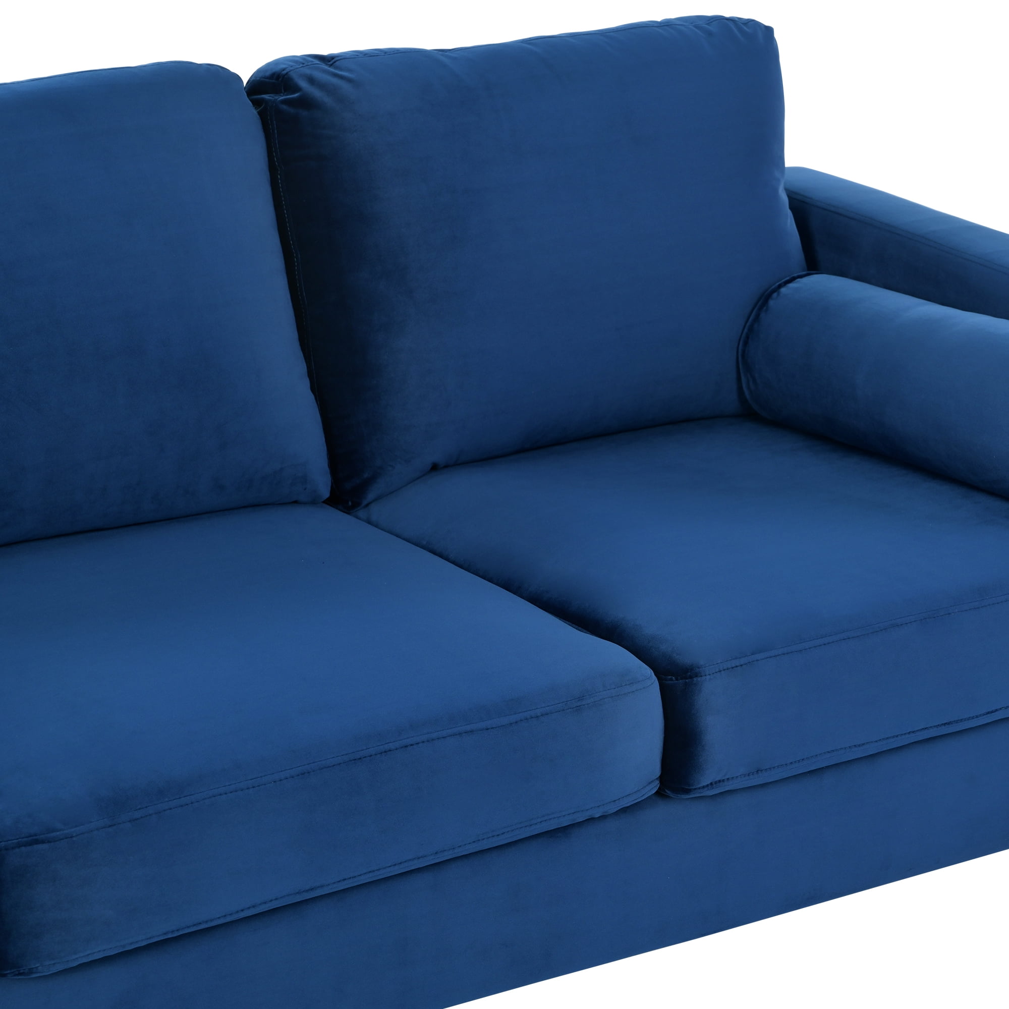 YYAo Extra Deep Filled Sofa, Vertical Velvet Upholstered Futon with Armrests and Legs for Living Room, Apartment, Blue YYAo Extra Deep Filled Sofa, Vertical Velvet Upholstered Futon with Armrests and Legs for Living Room, Apartment, Blue