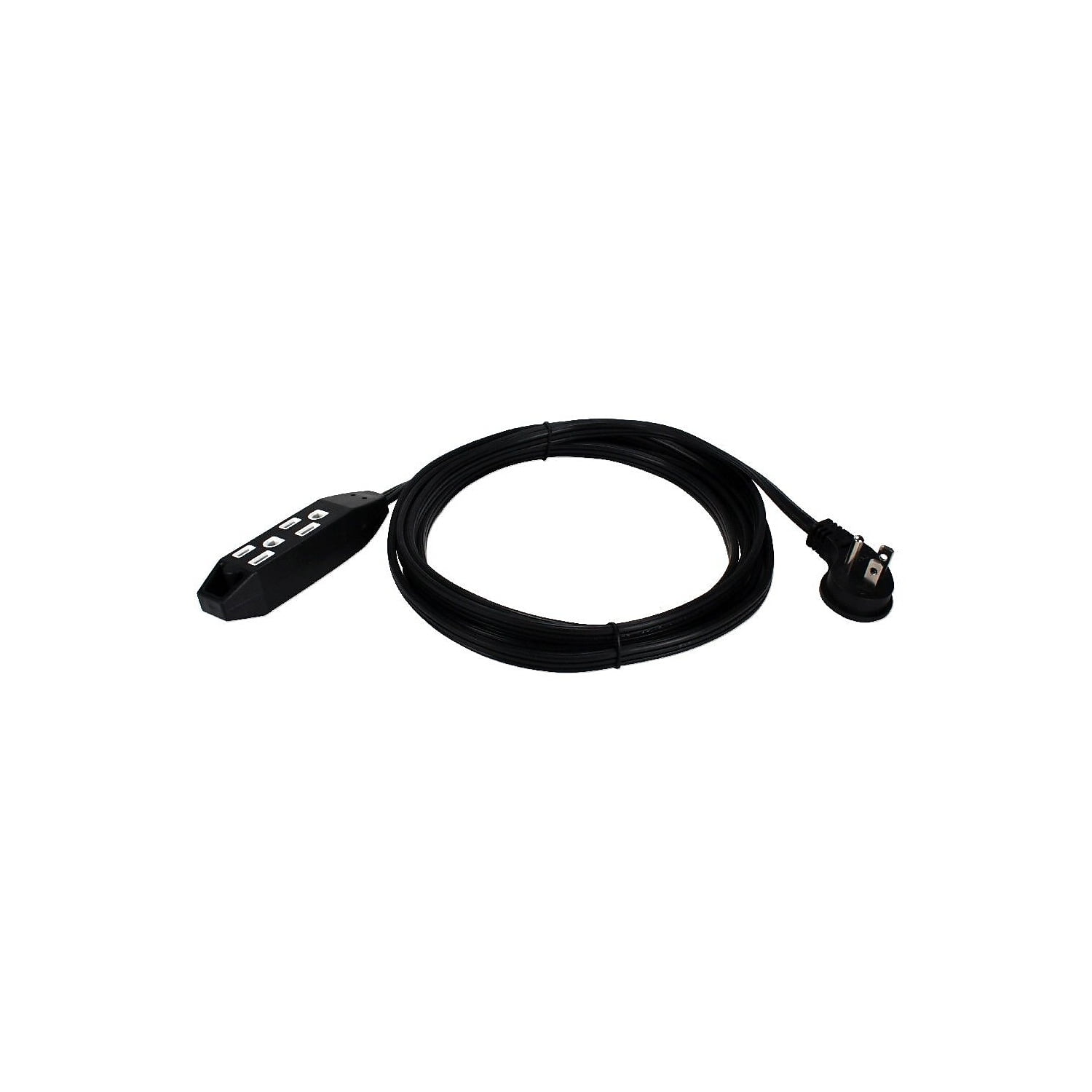 QVS 3-Outlet 3-Prong 15ft Flat Right-Angle Power Extension Cord