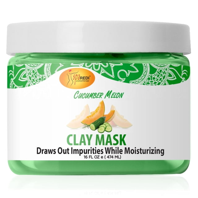 SPA REDI - Mascarilla de Arcilla Pepino y Melón 16 Oz - Pedicura y Cuerpo Limpieza Profunda Purificación de Poros de la Piel Desintoxicante e Hidratante