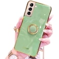 thumbnail image 1 of For Samsung Galaxy S21 Plus Green Ring Case Luxury Stream Plating Elegant Cover Case, 1 of 5
