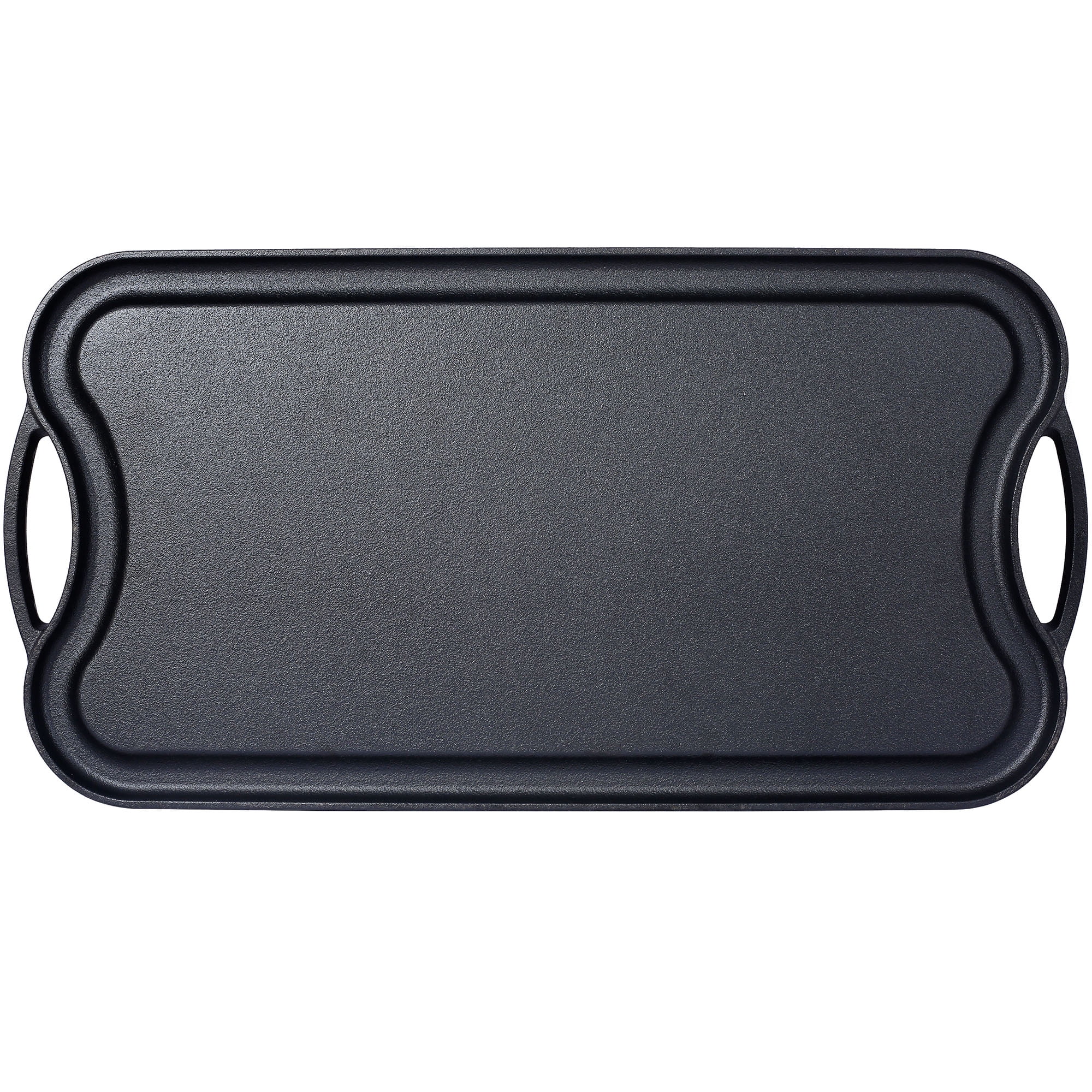 Pre-Seasoned Cast Iron Reversible Grill Griddle Black 20 Inch by 10 Inch Dual-Sided Cookware