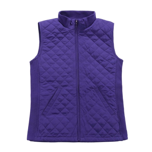 Bienzoe Women Casual Quilted Sleeveless Light Weight Vest Purple 3XL