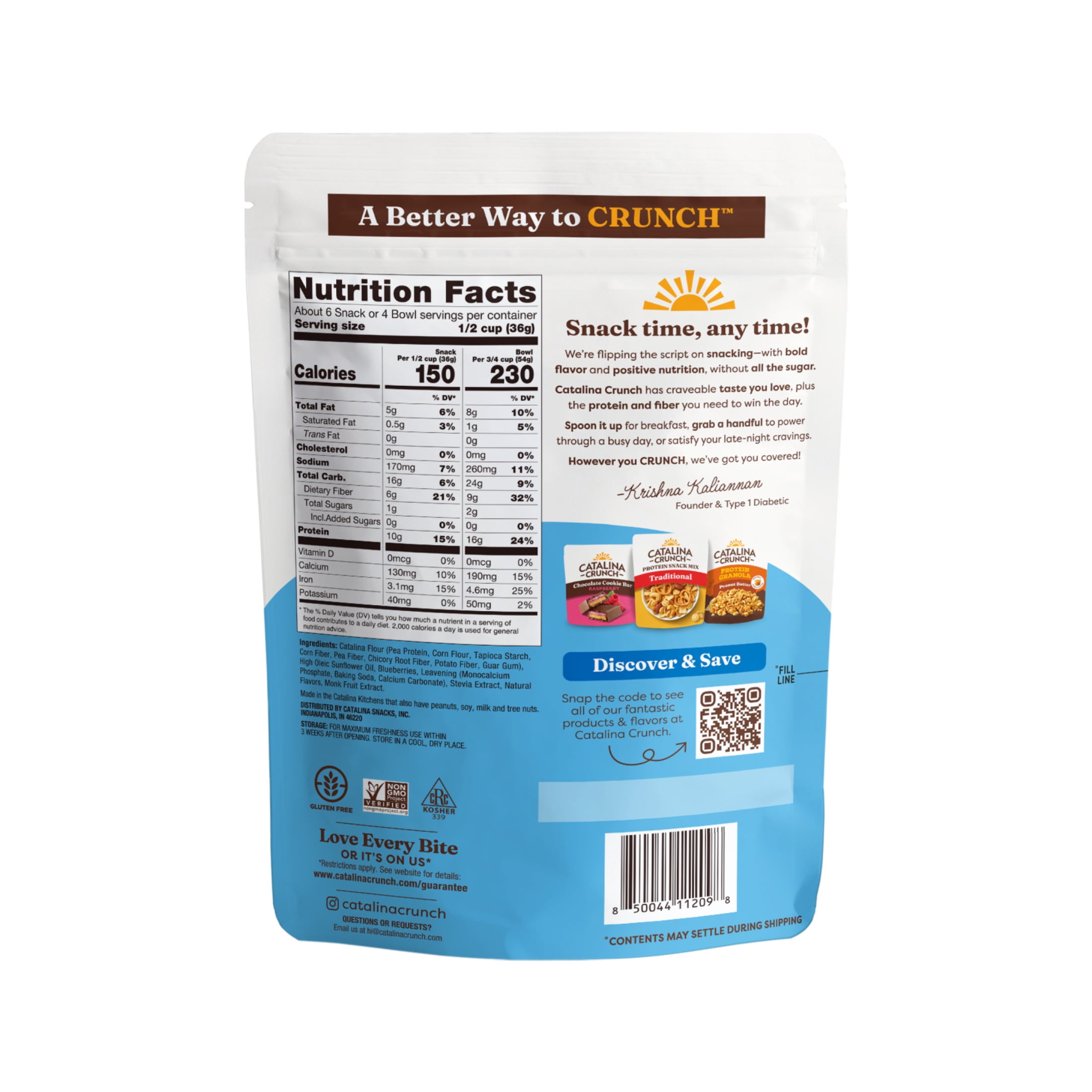 (4 pack) Catalina Crunch Protein Cereal, Blueberry Muffin With Real Blueberries 8 oz