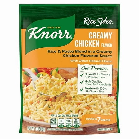 Pack of 2 Knorr Rice Sides Creamy Chicken Long Grain Rice and Vermicelli Pasta Blend For a Tasty Rice Side Dish No Artificial Flavors, No Preservatives, No Added MSG 5.7 oz