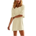 thumbnail image 1 of Birdeem Robes pour Femmes Robe d'Été Unie Décontractée à Manches Courtes Col Rond avec Poches, 1 of 1