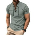 thumbnail image 4 of Men's short-sleeved henley shirt light lace-up sports short-sleeved top casual outdoor top, 4 of 7