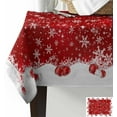 thumbnail image 3 of Red Balls Christmas Snowflake Tablecloth Rectangle Round Table Cloth 60x84 Inch, Winter Indoor or Outdoor Tablecloth, Waterproof Fabric Table Cover for Party Holiday Picnic Kitchen Xmas Decorations, 3 of 6