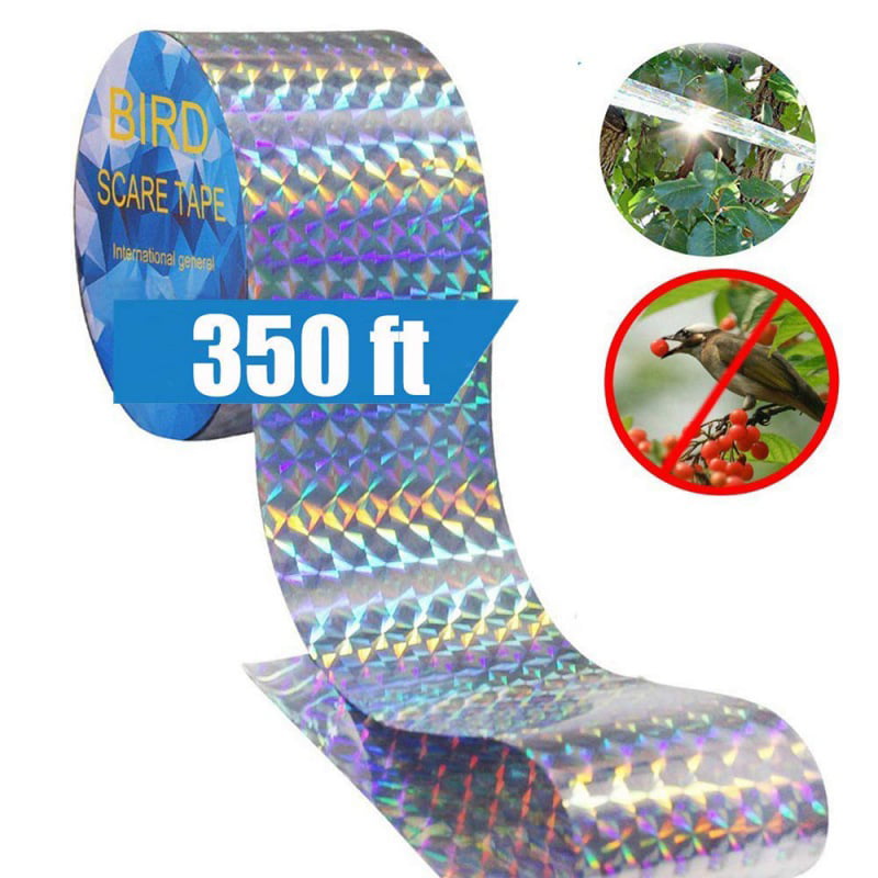Premium Quality Bird Deterrent Reflective Scare Tape 350 ft 106 m – Pest Control Dual-Sided Repellent Tape for Pigeons Blackbirds & More – Sturdy & Ultra Strong Woodpeckers Grackles Herons Geese 