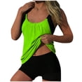 thumbnail image 5 of Sakmal Tankini Btahing Suits for Women Padded Two Piece Swimwear Solid Green Tropical Womens Bathing Suits S, 5 of 5