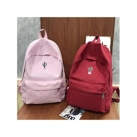 - Fashion Canvas Students Backpack Unisex Waterproof L top Embroidered Cactus School Bag