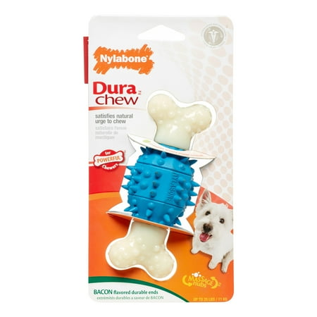 Nylabone Dura Chew Double Action Spiky Ball Bone Chews, Nylon Thermoplastic Rubber, Natural Bacon