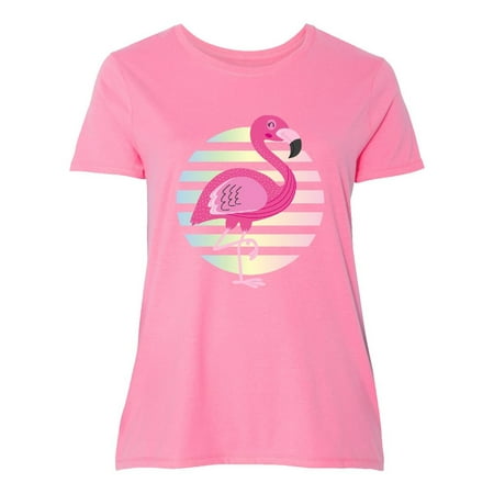 - Flamingo Bird Pink Pastel Sunset Women's Plus Size T-Shirt