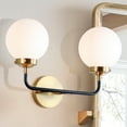 thumbnail image 4 of JONATHAN Y Caleb 18" 2-Light Contemporary Transitional Iron/Glass LED Vanity Light, Brass Gold/Black/White, 4 of 7